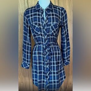 Michael Kors plaid western dress blue